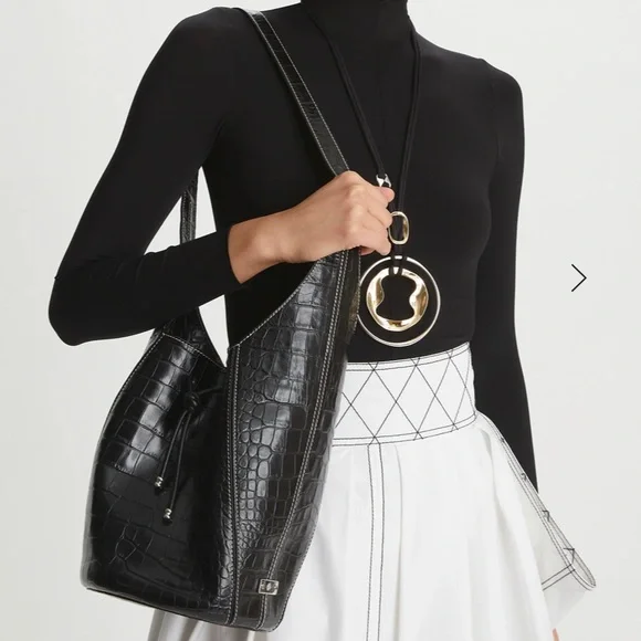 Authentic TORY BURCH CALF leather drawstrings bucket bag - Picture 14 of 16